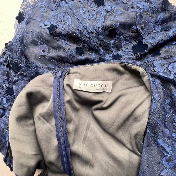 Mac Duggal 67712 Floral Applique Flutter Sleeve Beaded Waist Gown - Picture 11 of 12